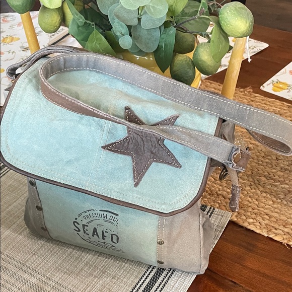 Myra Bag Handbags - Myra bag leather Blue and Gray Star cross body bag